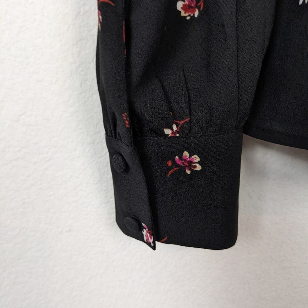1 State Floral Blouse S Black Ditsy Print Long Sleeve Feminine NWT - Picture 6 of 11